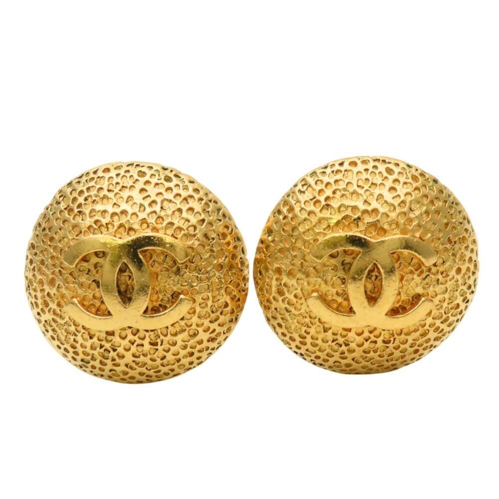 CHANEL Gold Logo Earrings